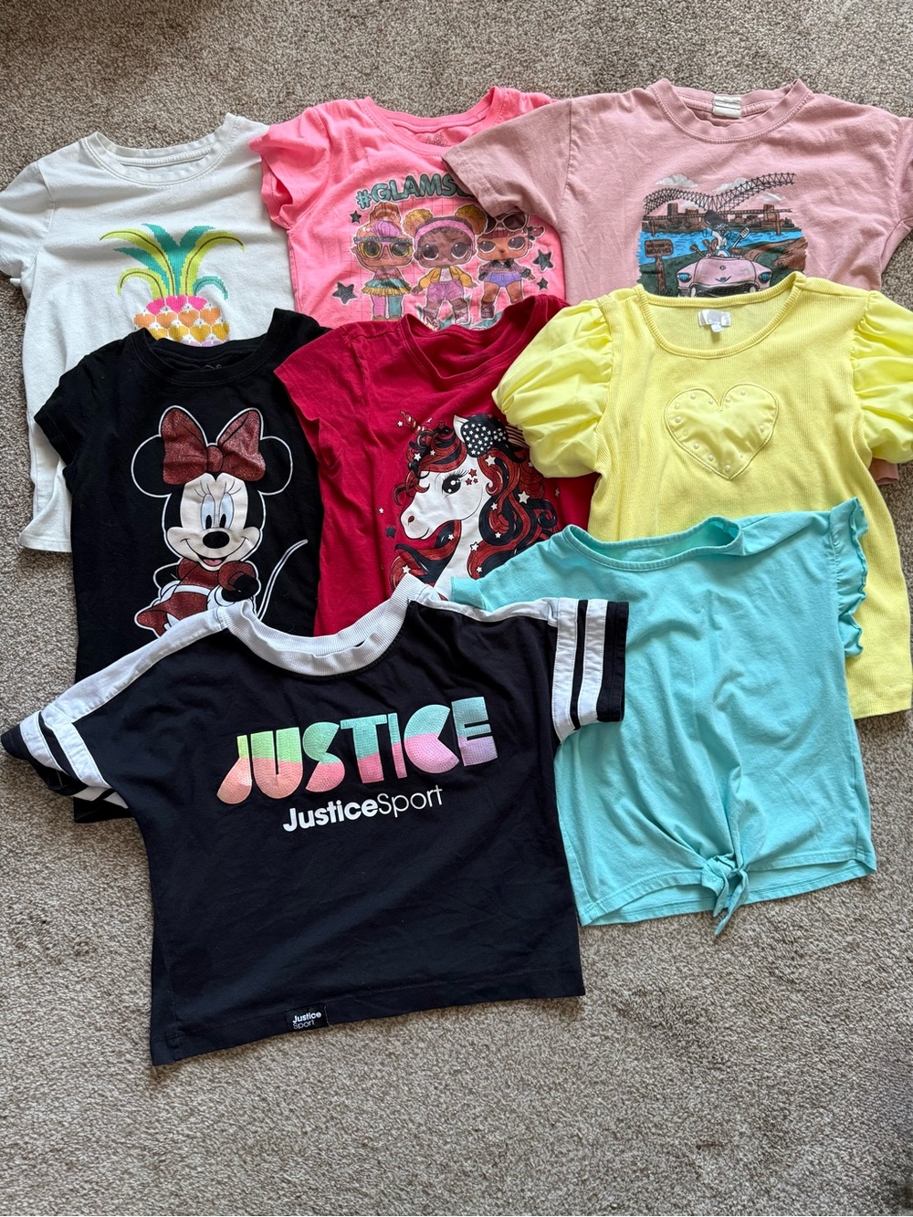 Lots Of Justice and Graphic T-Shirt Bundle for Girls Size 7-8